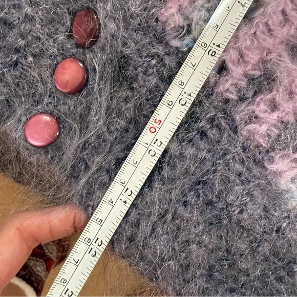 Mohair wool grandmacore Lavender Grey Crochet Ireland Cardigan Sweater - Picture 12 of 16